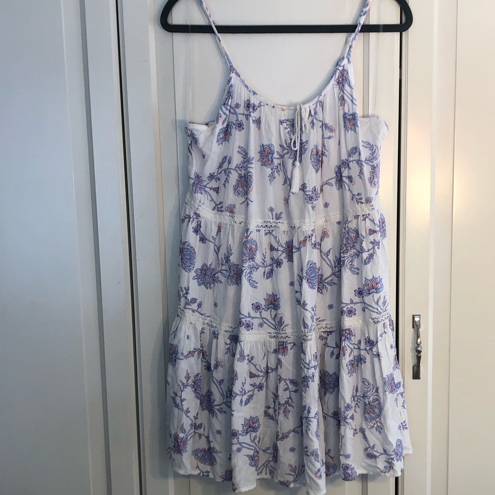 White Dress with Blue Flowers